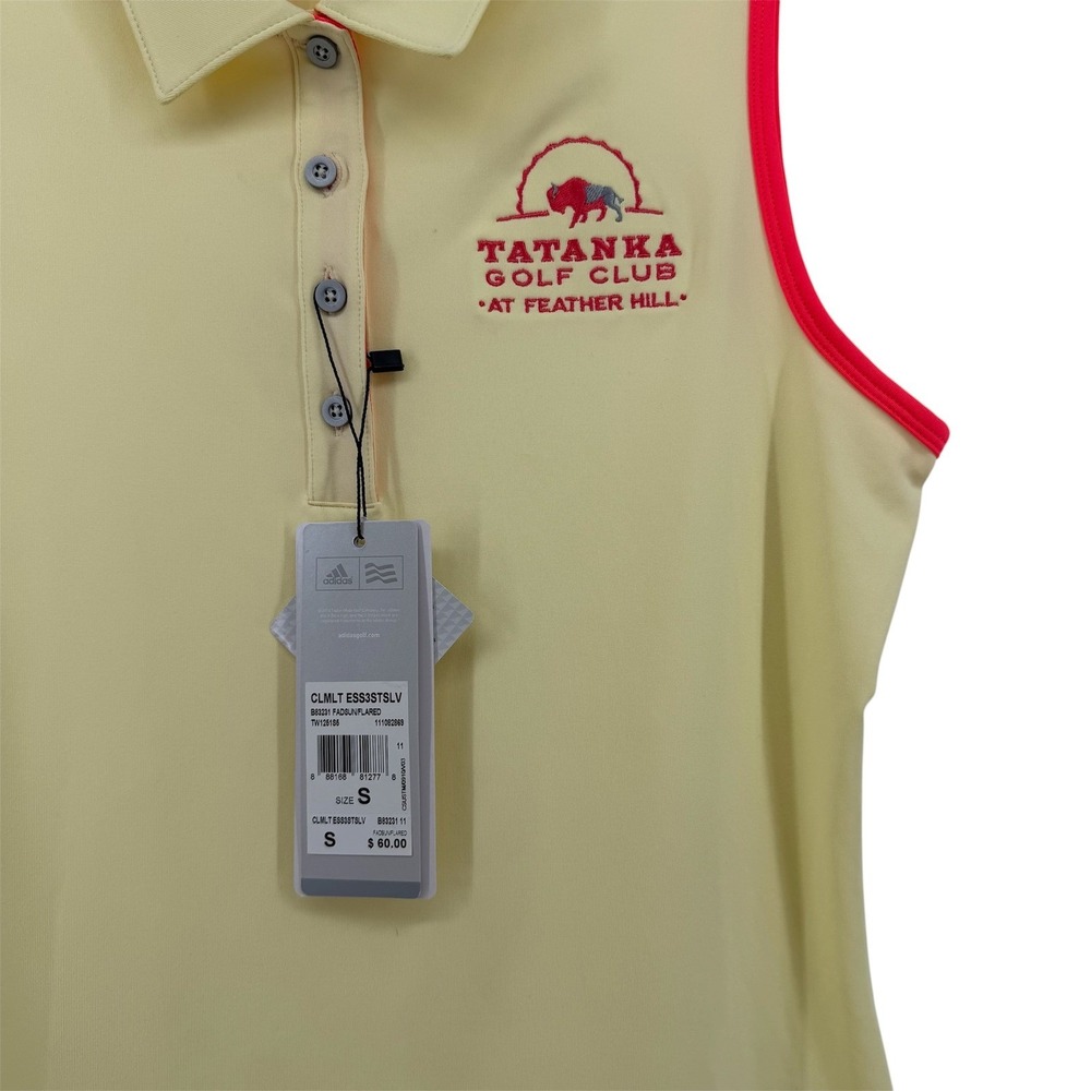 Adidas Climalite Sleeveless Golf Polo Sunflared‎ Yellow Collared Women's Small - Picture 4 of 11